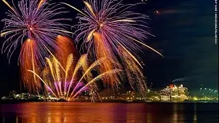 Cunard 2025 Fireworks Departure Queen Victoria/.Queen Anne World Cruises