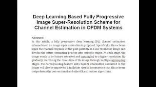 Deep Learning Based Fully Progressive Image Super Resolution Scheme for Channel Estimation in OFDM S