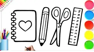 How to draw a pencil ,Book, Scissors drawing