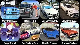 Car Parking 3D, Radio Taxi, Car Driving 2026, Car Driving 2025, Rage Road, Car Parking Free
