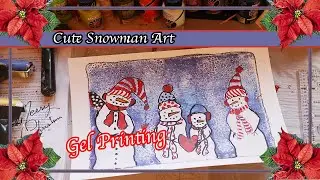 Christmas Snowman Gel Printing Easy Fun Winter Art ❄️☃️ DIY Acrylic Paints and Pens!