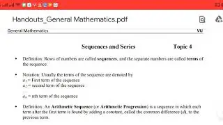 MTH100 Topic4 sequence and series