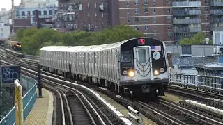 BMT Jamaica Line: R160A-1 J Local & M Express Trains at Flushing Ave-Broadway (PM Rush Hour)