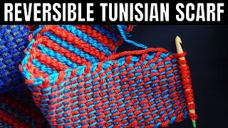 How to Crochet a REVERSIBLE Tunisian Scarf for Beginners --Tunisian Tweed Stitch (by Atreyu Crochet)