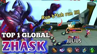TOP 1 GLOBAL ZHASK - JULIUS | zhask burst damage | Build and Gameplay | mobile legends
