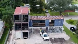 WEB EXTRA: Drone Video Of First Cargo Container Home Being Built in Davie