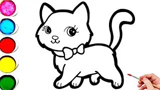 Cute Cat Drawing, Painting & Coloring For Kids and Toddlers_ Kids Art 