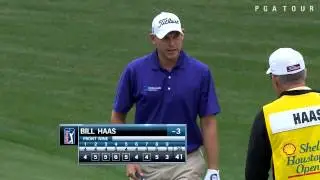 Bill Haas holes a stellar bunker shot at Shell in Round 3