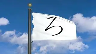 ろ Japanese Hiragana RO Flag Character (moving clouds)