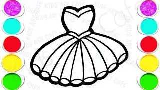 Dress drawing, painting, and colouring for kids Toddler| how to draw