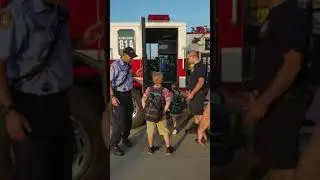 Fire truck ride to school 8.22.2017