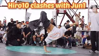 Bboy Hiro10 clashes with Jun1 and the results are fire! Gunsmoke Breakers vs. Body Carnival.