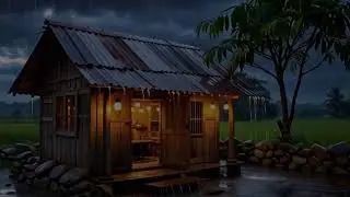 💤 Soothing Rain Outside a Lit Forest Cabin | Peaceful Sleep Ambience