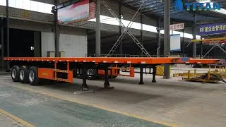 High Bed Trailer | China 3 axle 20/40ft container carrier platform logistics flatbed trailer