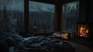Gentle Rain and Firelight Comfort in Cabin | Relaxing Thunder Sounds for Peaceful Sleep