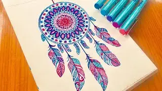 Dreamcatcher Doodle  | Colour Doodle | Zentangle & Mandala inspired Art | Twilight Time Art