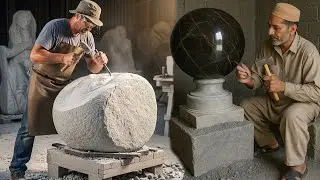 Mastering Marble: Artisan Crafts a Perfect Stone Sphere by Hand
