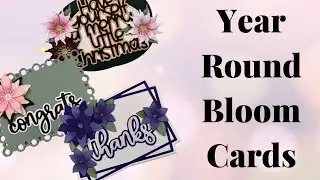 Year Round Blooms cards with unique shaped card bases using Lisa Horton Crafts dies