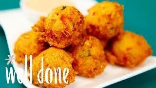 How To Make Crab Cake Hush Puppies | Recipe | Well Done