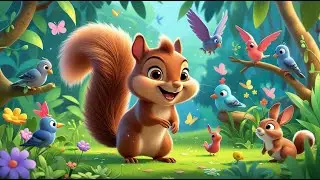 Cute Brown Squirrel Playing in Colorful Jungle 🐿️🌈 | Fun Kids Cartoon