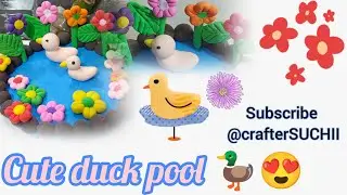 DIY cute duck pool with air Dry clay Full tutorial..!!Do watch till end #trending #shorts #diy #art 