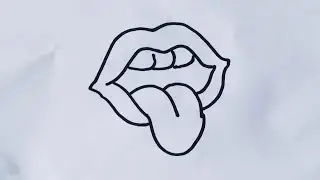 Tongue drawing easy/How to draw a tongue/Lips with tongue drawing @SimpleLineDrawing 
