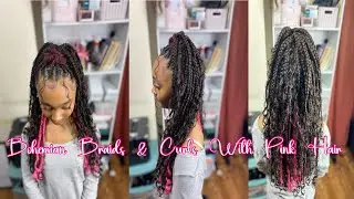 Boho Knotless Braids | With Curls and Pink Hair
