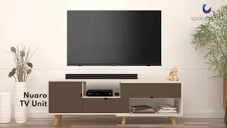 Nuaro TV Unit with 2 Drawers | Solid Wood Teak Legs | (Finish Color &ndash; Mocha Brown & Acacia Light)