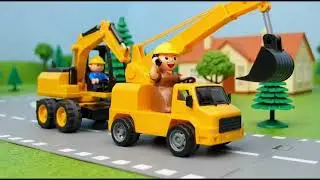 JCB & Crane Rescue a Stuck Car | Police & Doctor Save the Day | Toy Vehicle Story