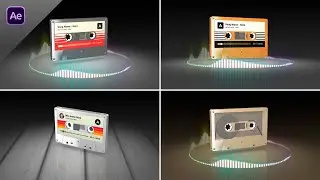 3D Music Cassette with Audio Spectrum Visualizer  - After Effects Template - (Tutorial)