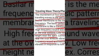Traveling wave or place theory