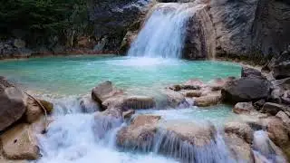 Beautiful Turquoise Waterfall | Relaxing Nature Sounds | White Noise for Sleeping | Nature Sounds