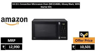 LG 21 L Convection Microwave Oven MC2146BG, Glossy Black, With Starter Kit