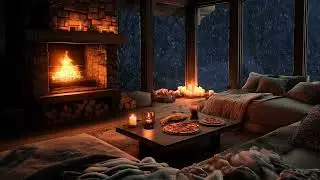 (No Ads) Soft Night Piano Music with Fireplace Sounds for Deep Relaxation