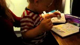 Alvin laughing at rubber stamp