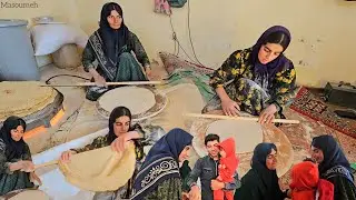 Real nomadic life in the village | Local bread with Masoumeh and Sara❤🏡🍞