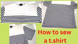 Sewing tips and tricks /how to sew a striped T shirt matching stripe/ golsathi sewing #87