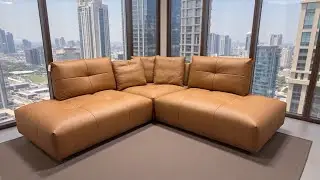 Ultra Modern Tan Leather Modular Sofa Electric Glide Backrests Among Best In The World