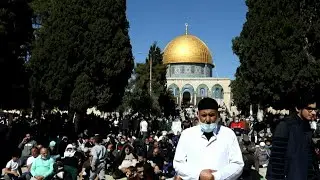 Palestinian Muslims attend Friday prayer at Al-Aqsa mosque compound | AFP