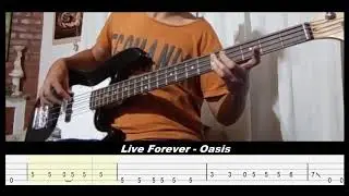 Oasis - Live Forever - (Bass cover with Tabs)