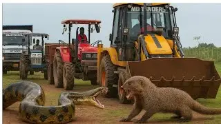 2 JCB 3DX Bucket vs Breaker 3 Tractor Going to Making Pond | jcb video