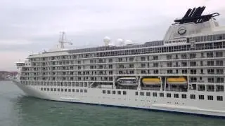 Giant Cruise Ships of Venice - The World Ship Sailaway from in the Venetian Lagoon 2013
