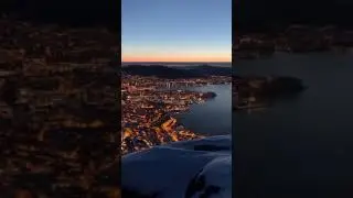 When the moon meets the sunset 🌅⛰ norway norwegen bergen mountainlove sunset stoltzen winter lenain