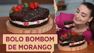 BOLO RECHEADO DE MORANGO (Massa Simples de Chocolate) - Receita: Cozinha do Bom Gosto - Gabi Rossi