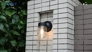 RUNNY Wall Light Fixture Jelly Jar Indoor/Outdoor Wall Lantern with Clear Ribbed Glass