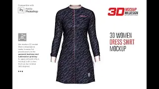 3D Women Dress Shirt LS Mockup