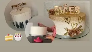 Bolo dia Das Mães / Bolo Masculino/ Decorando 2 Bolos / Bolo Com Glitter #confeitaria