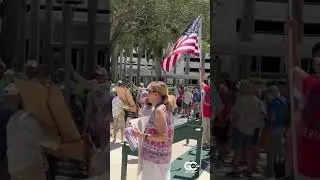 &ldquo;Hands Off!&rdquo; protesters gathered in Naples, Florida and across the US Saturday against Trump, Musk