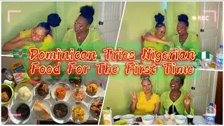 DOMINICAN🇩🇲 TRIES NIGERIAN🇳🇬 FOOD FOR THE FIRST TIME🍱🧆 #mukbang #nigerianfood #dominica #foodtasting