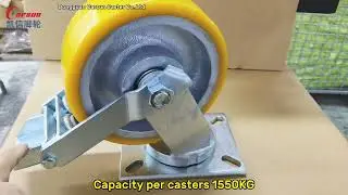 8Inch Cast Iron Core PU Wheel Swivel Caster Ultra Heavy Industrial Casters with Metal Tread Brake